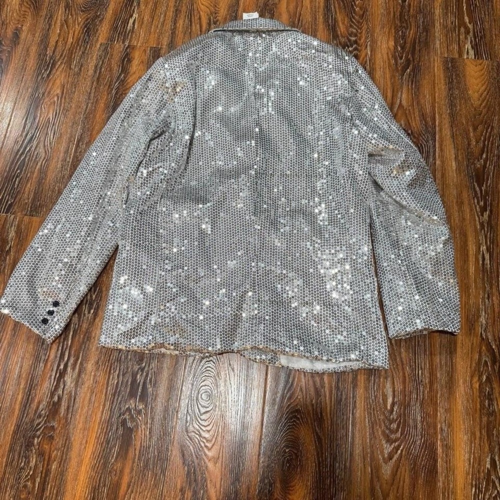 Men's Size L Bling Shimmery Blazer Costume Jacket Large Christmas Halloween - Picture 2 of 6